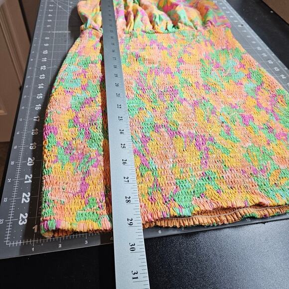 Lost + Wander Eternal Lights Mini Dress Womens Size Small Orange Floral Halter - Picture 7 of 9